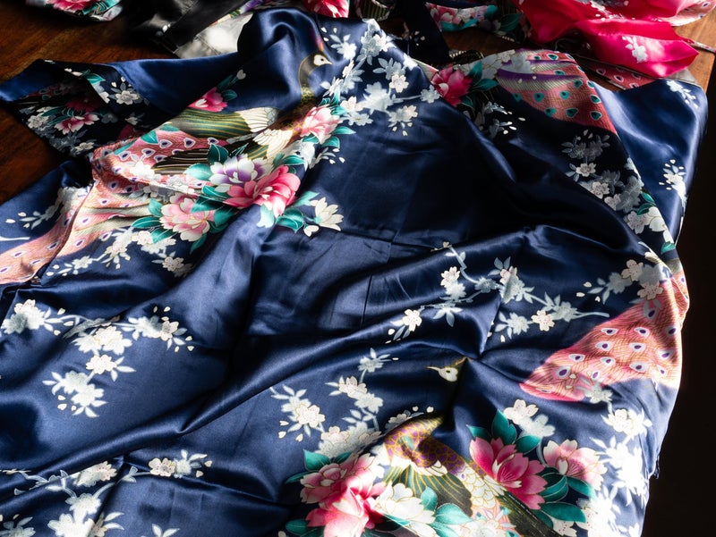 CCcollections Long Kimono Robe for Women, Premium Lightweight Peacock Bridesmaid Robe, Bridal Shower, Birthday Womenâ€™s Gift - Image 3